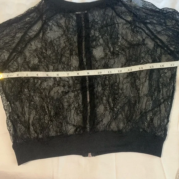 Zara Lace Bomber Jacket black lace small long sleeve - Picture 9 of 12